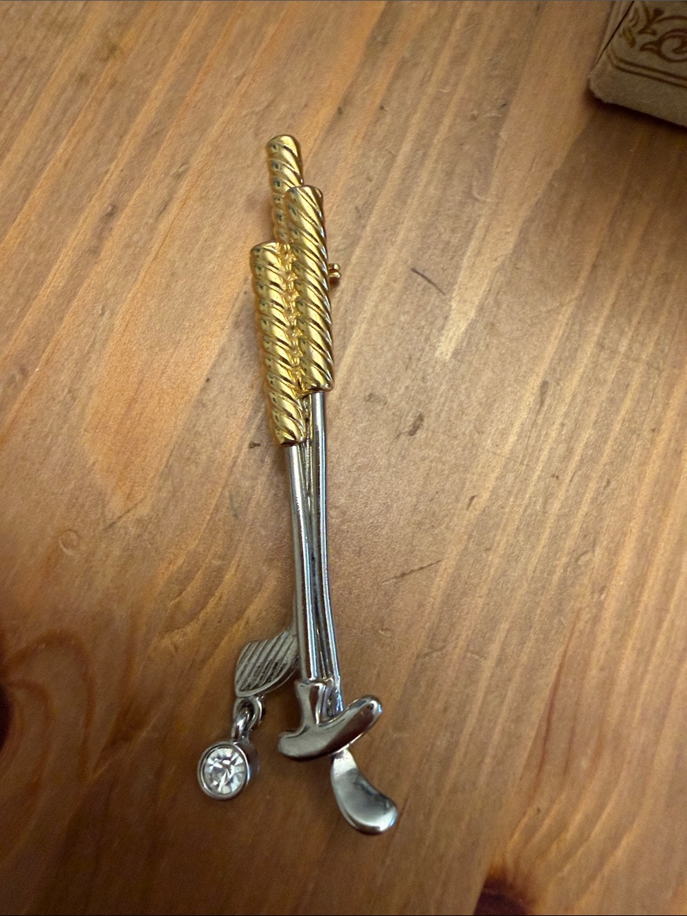 Golf Club Brooch Pin with Gold Accents by Liz Claiborne